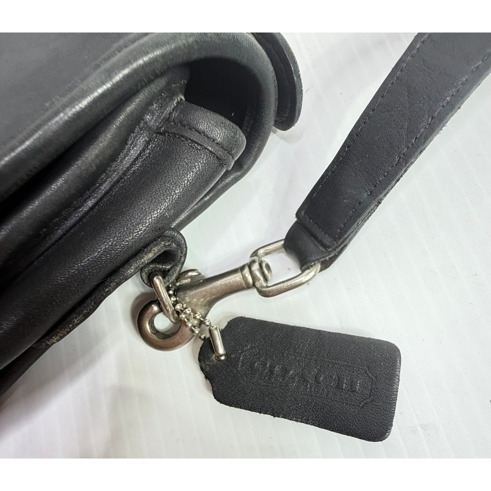 Vintage Coach Station Bag 9870 Black Leather Crossbody Satchel Made USA - Picture 14 of 16
